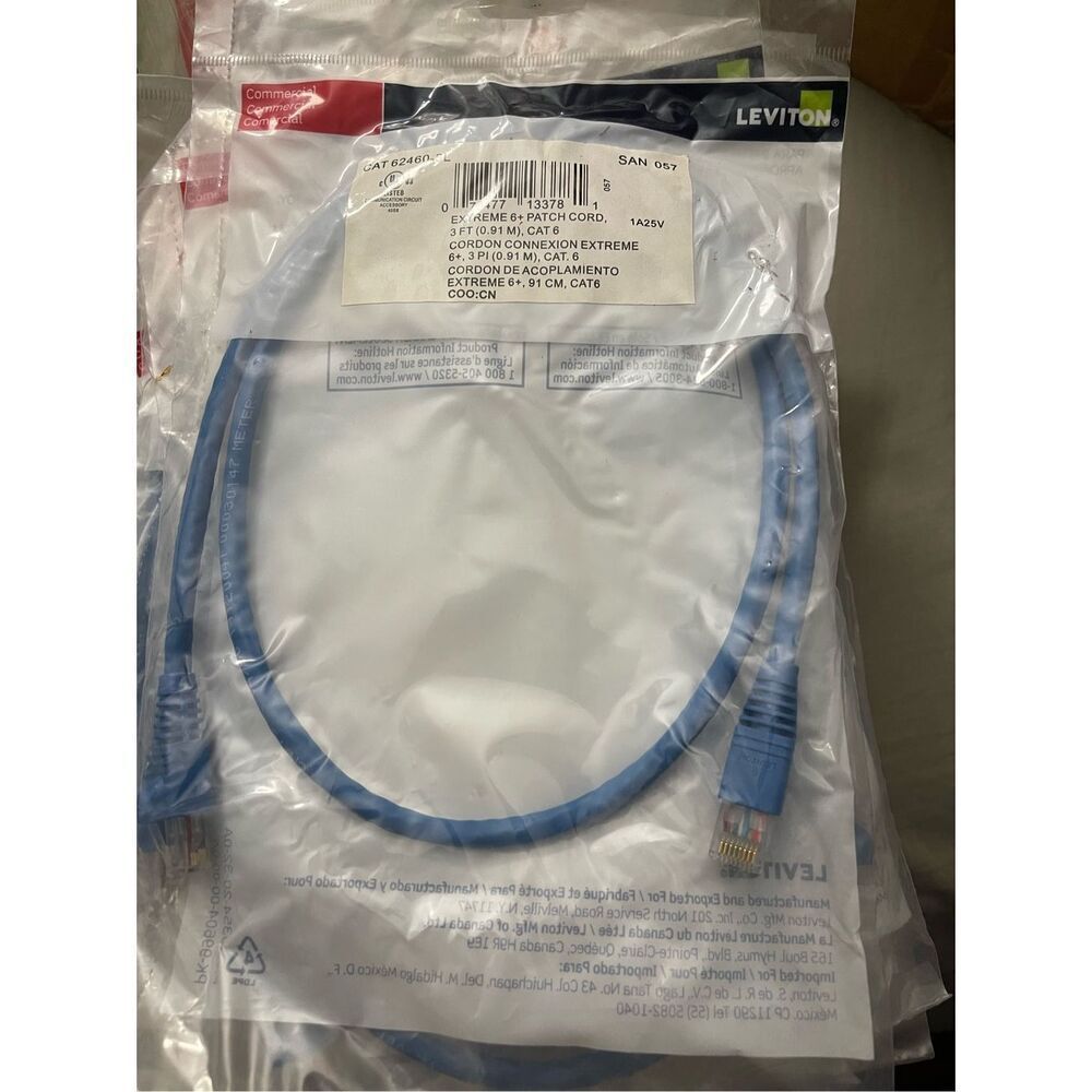 Bulk 15 pcs Leviton CAT 6 cable EXTREME 6+ PATCH CORD 3 FT